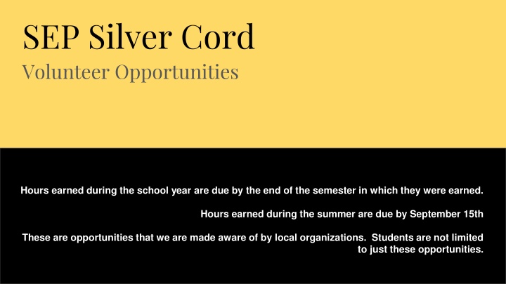 sep silver cord volunteer opportunities