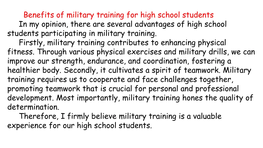 benefits of military training for high school