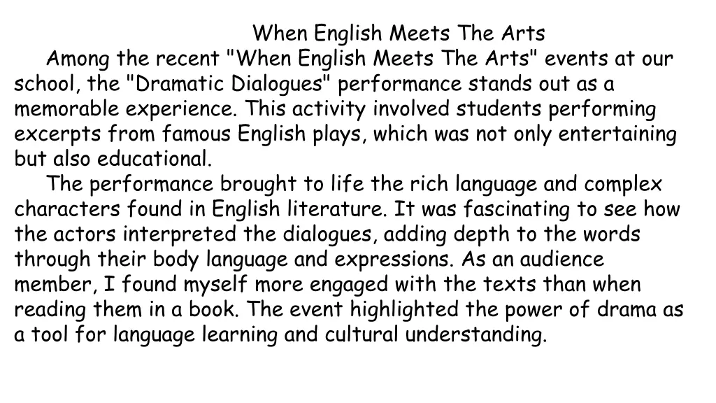 when english meets the arts