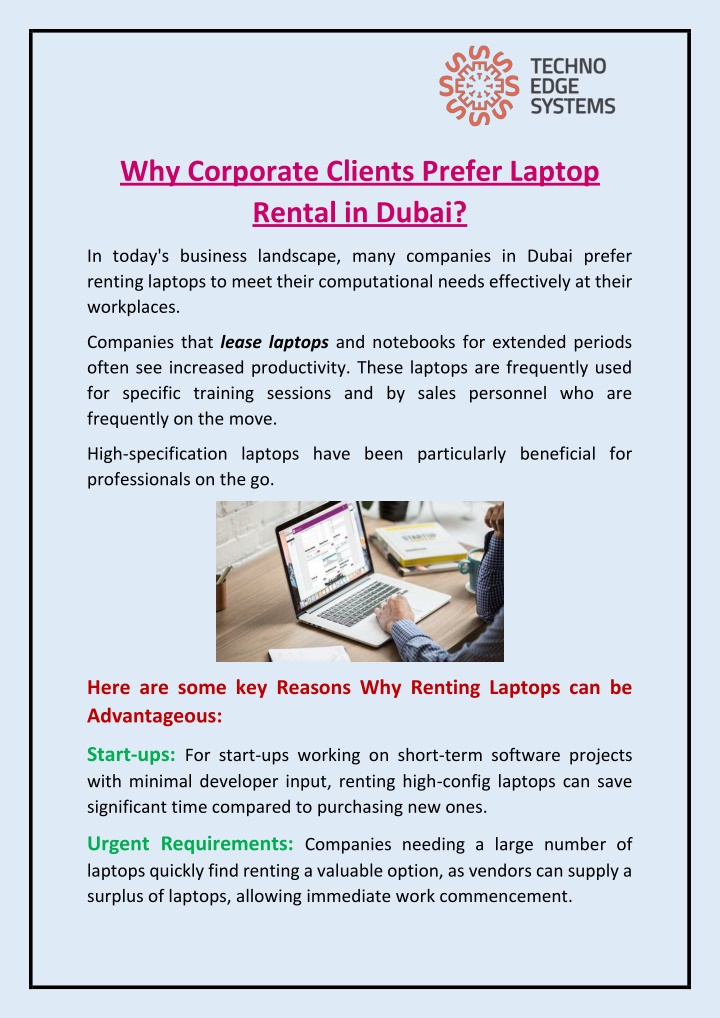 why corporate clients prefer laptop rental