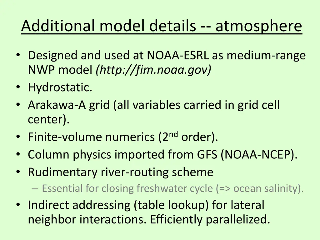 additional model details atmosphere