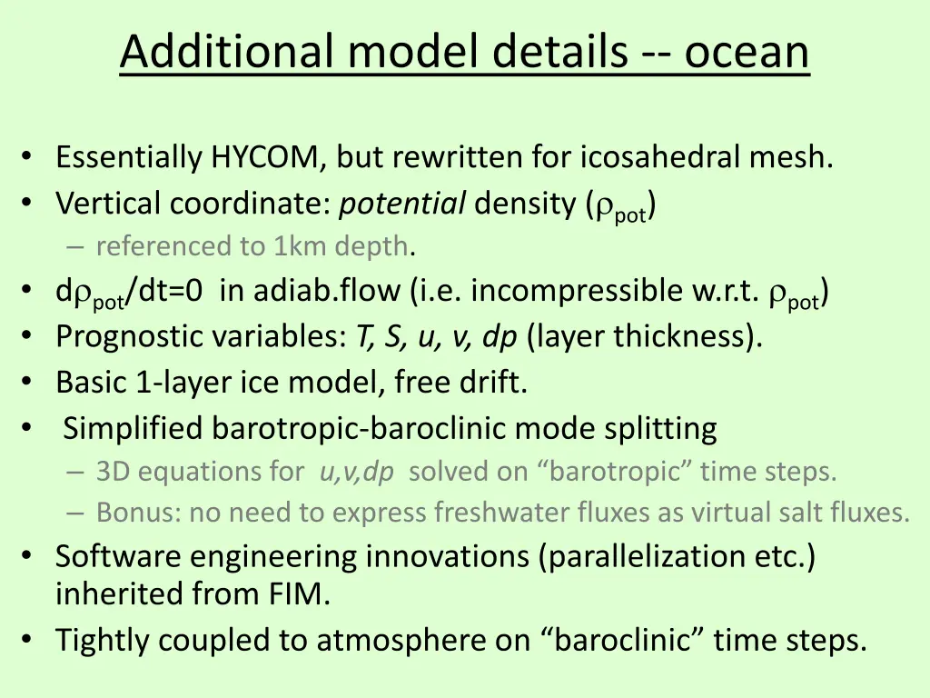 additional model details ocean