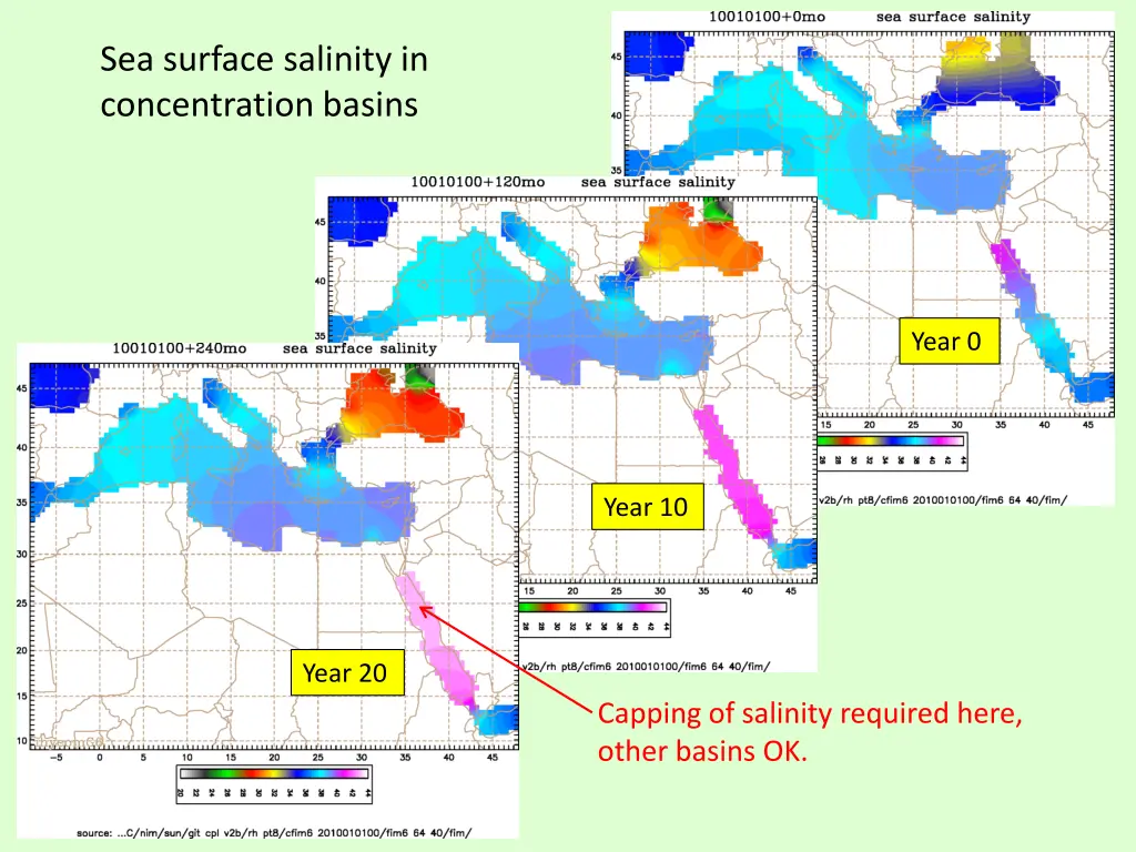 sea surface salinity in concentration basins