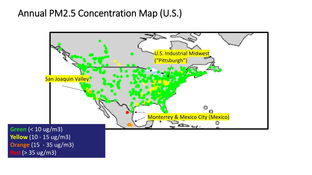 annual pm2 5 concentration map u s annual