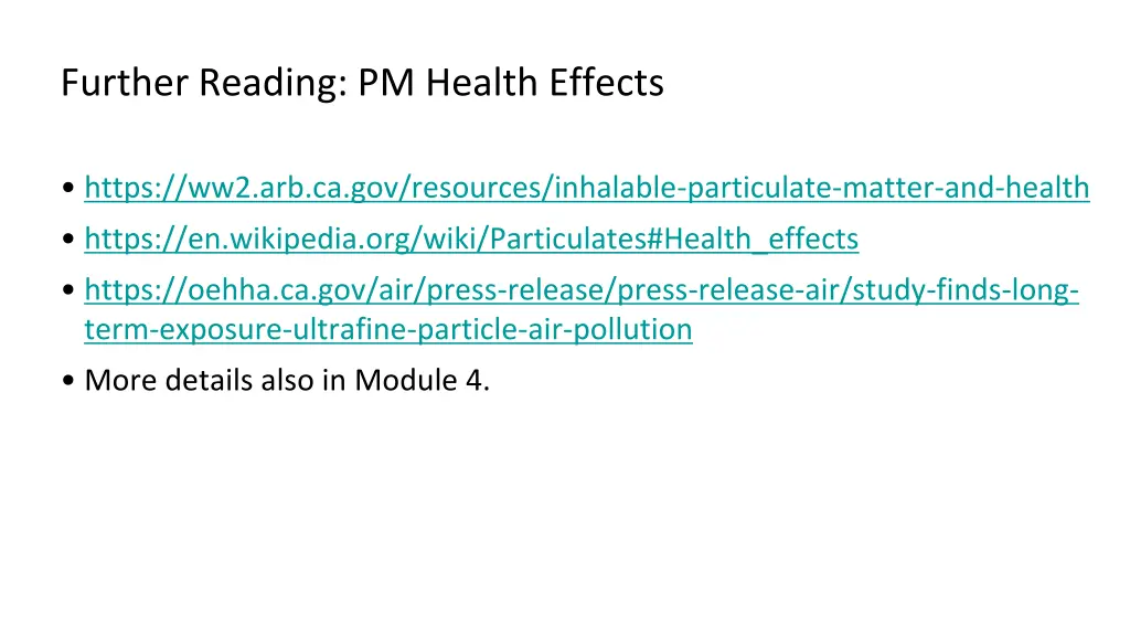 further reading pm health effects