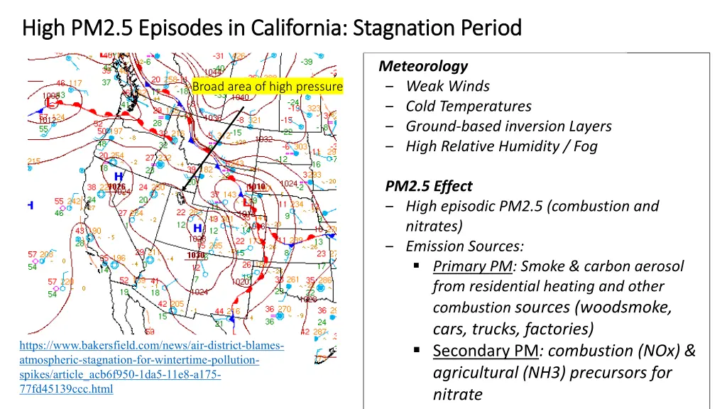 high pm2 5 episodes in california stagnation