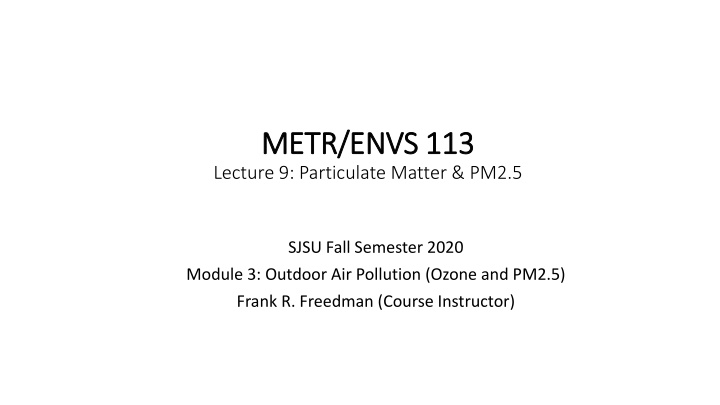 metr envs 113 metr envs 113 lecture 9 particulate