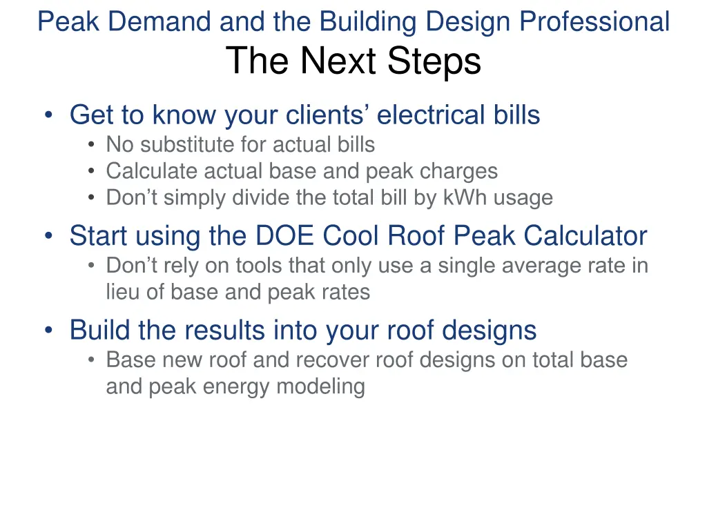 peak demand and the building design professional