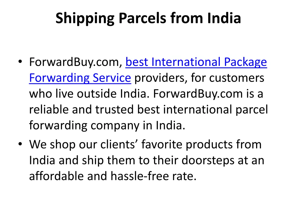 shipping parcels from india