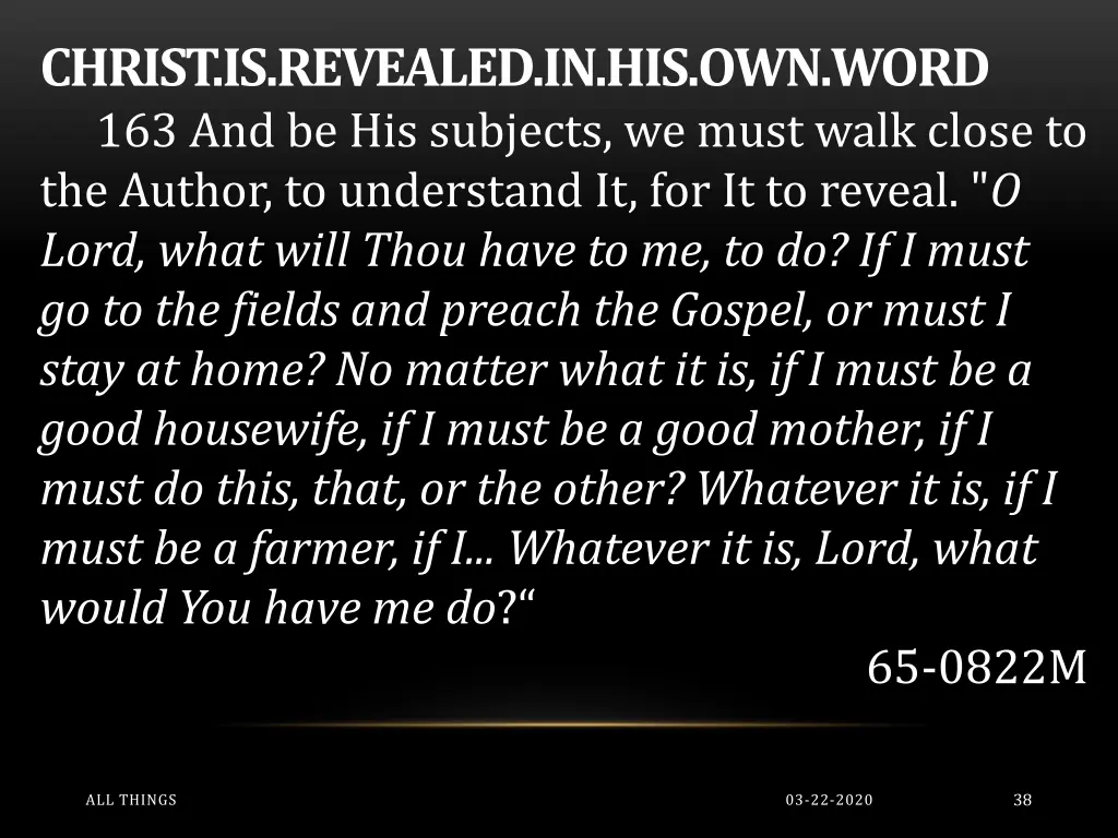 christ is revealed in his own word