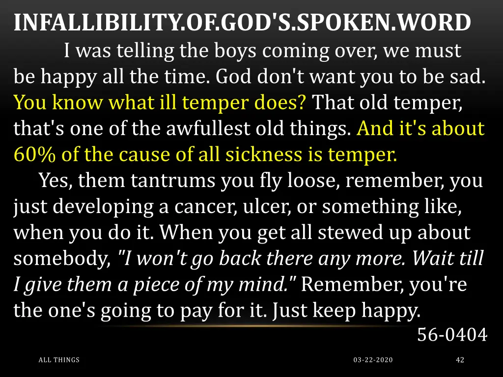 infallibility of god s spoken word i was telling