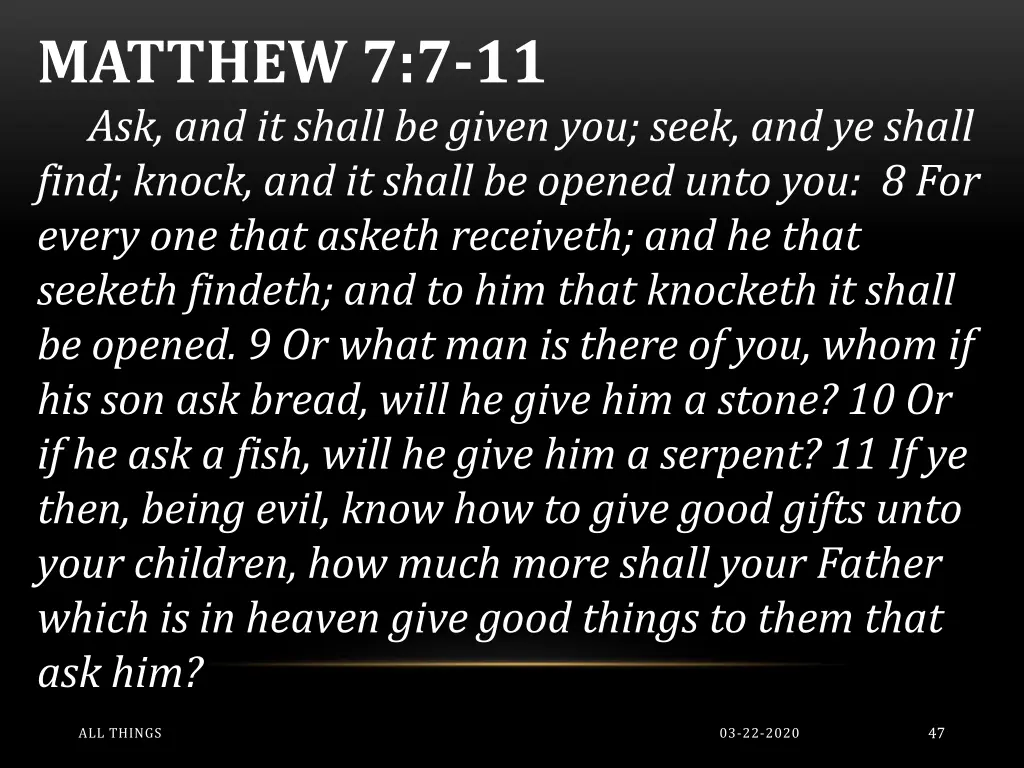 matthew 7 7 11 ask and it shall be given you seek