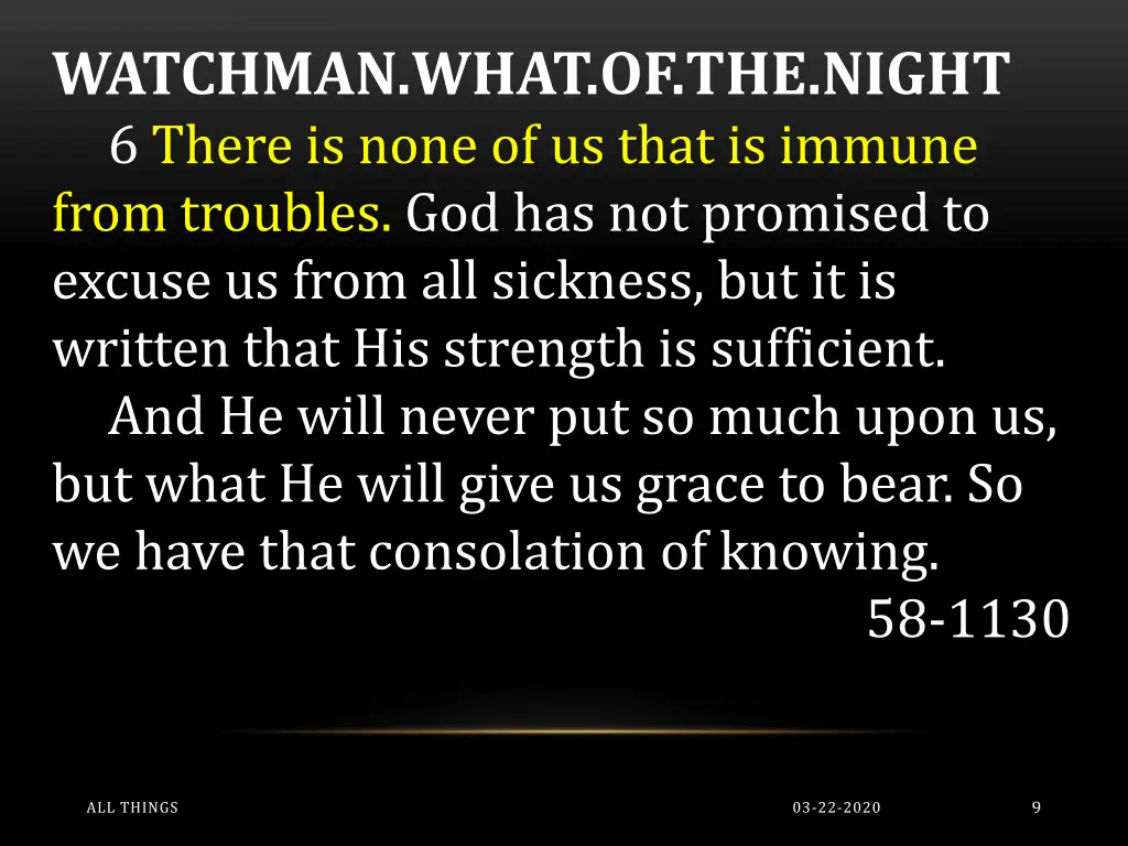 watchman what of the night 6 there is none