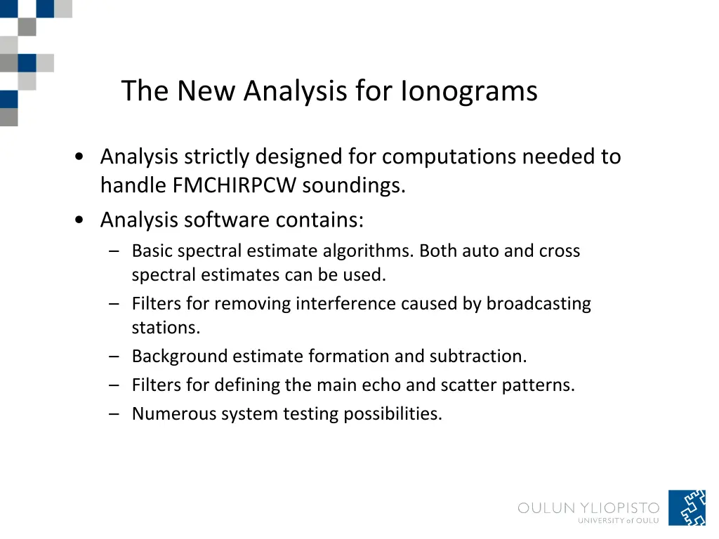 the new analysis for ionograms