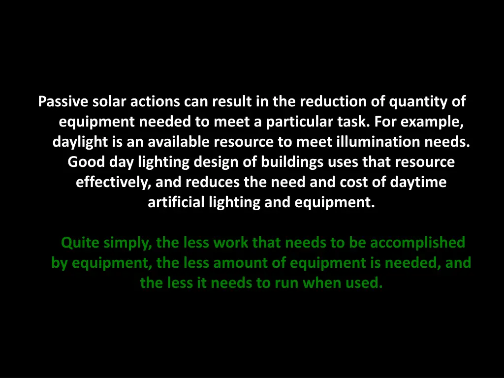 passive solar actions can result in the reduction