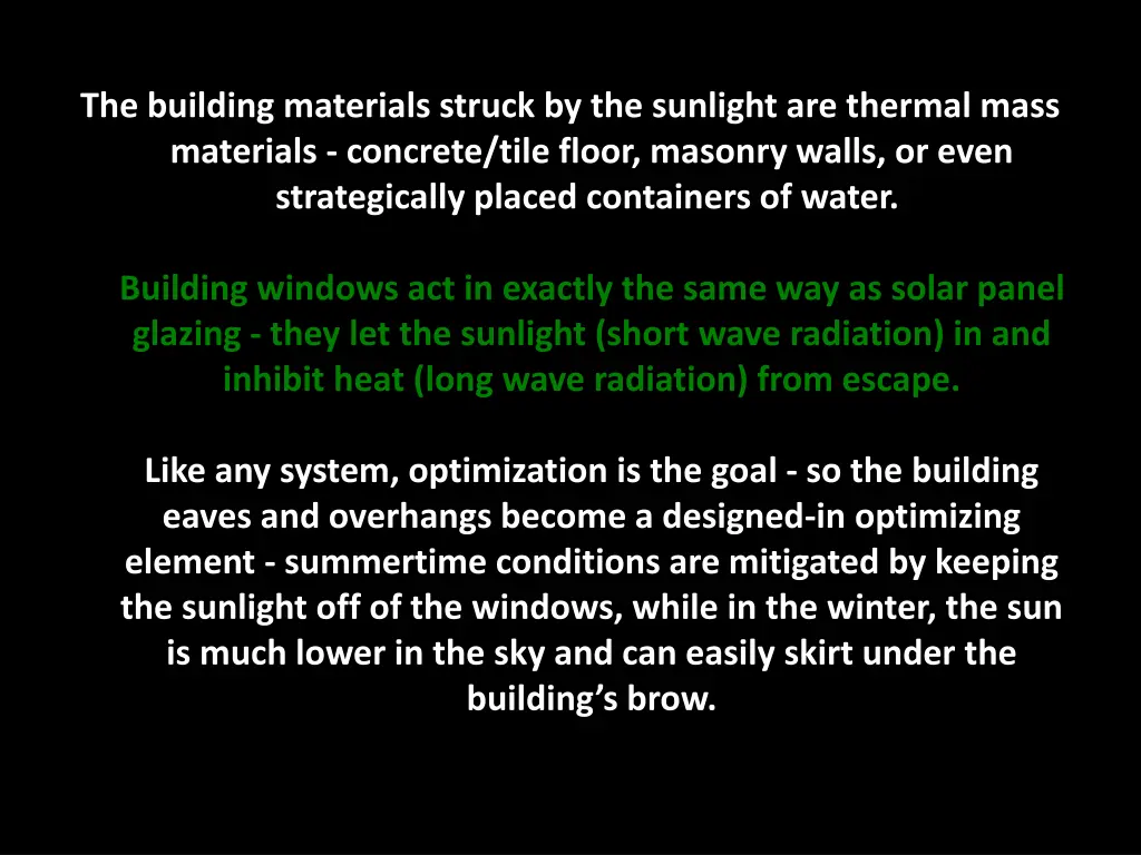 the building materials struck by the sunlight