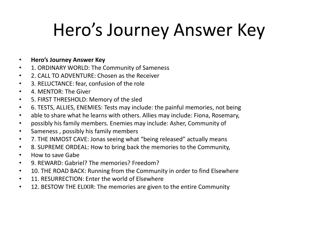 hero s journey answer key