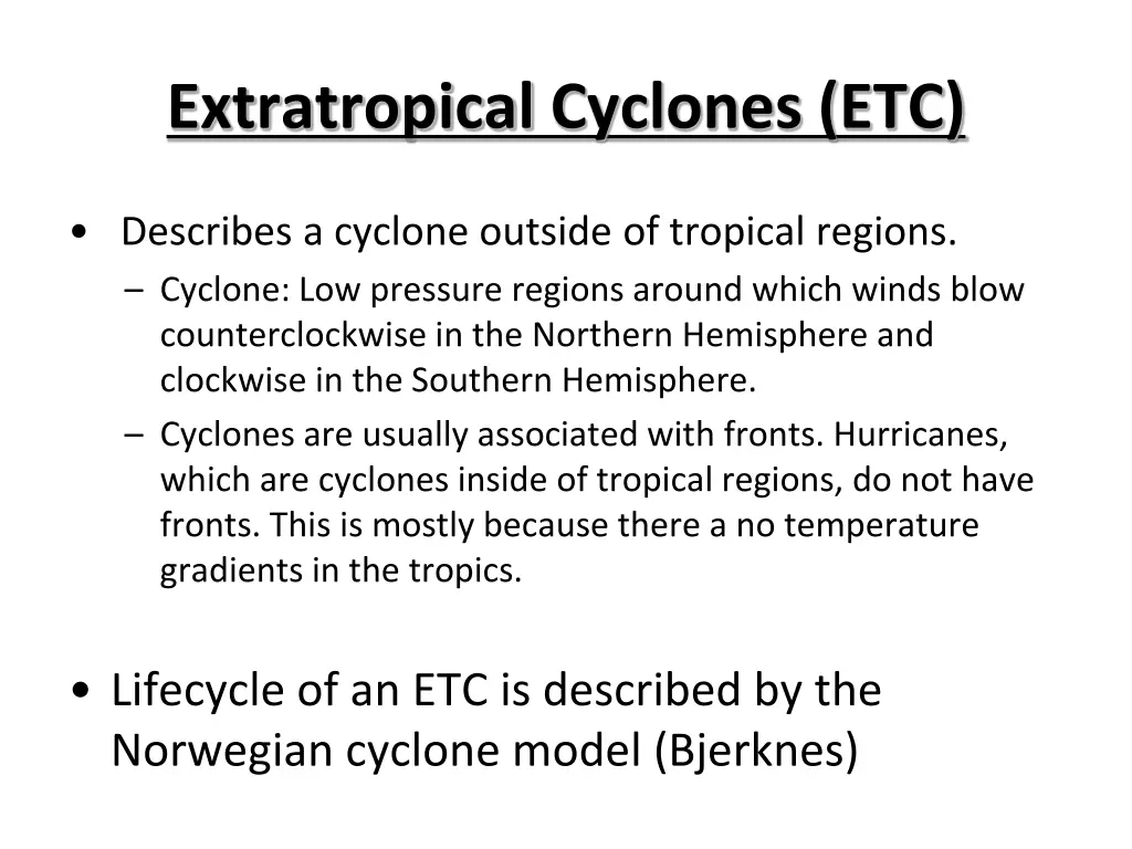 extratropical cyclones etc