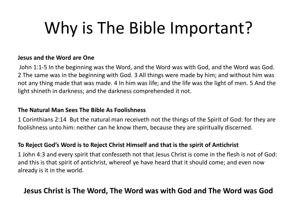 why is the bible important