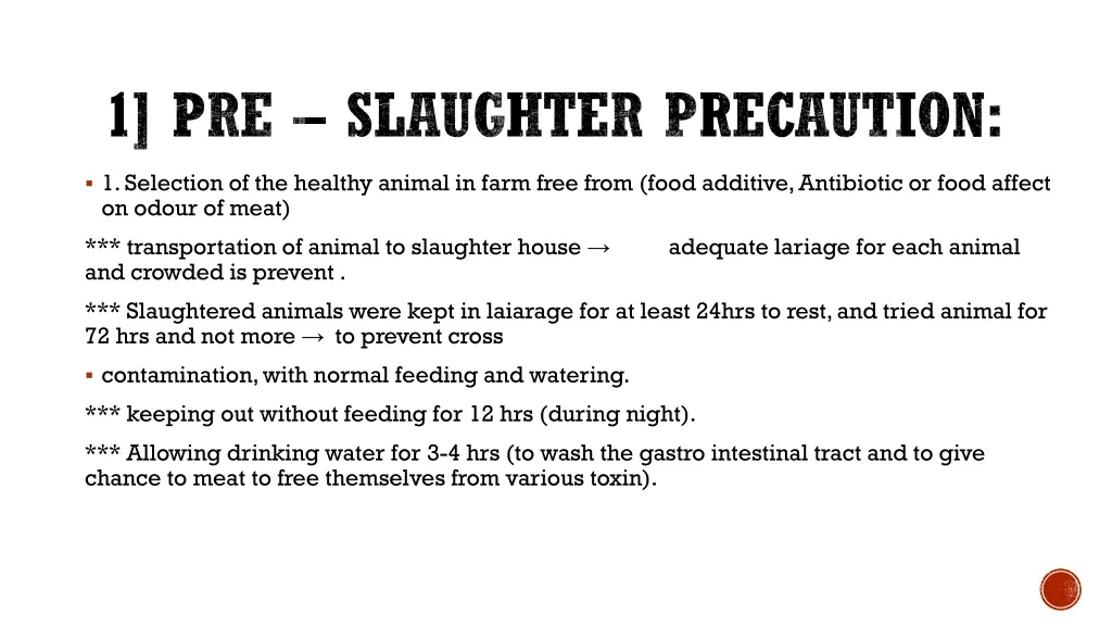 1 pre slaughter precaution