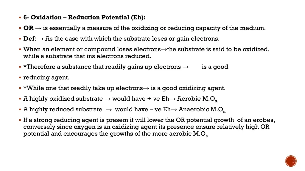 6 oxidation reduction potential eh