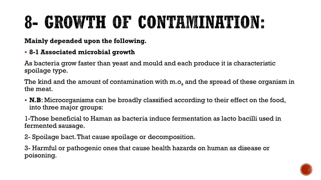 8 growth of contamination