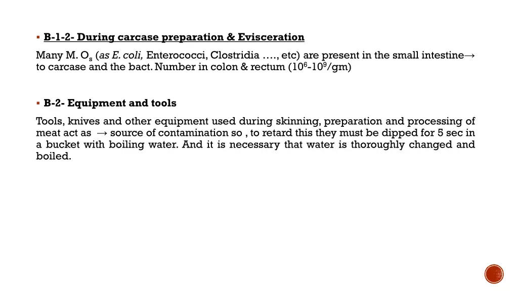 b 1 2 during carcase preparation evisceration