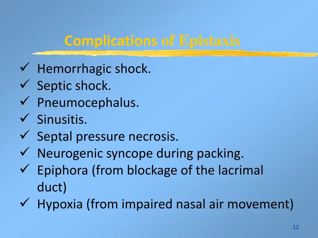 complications of epistaxis