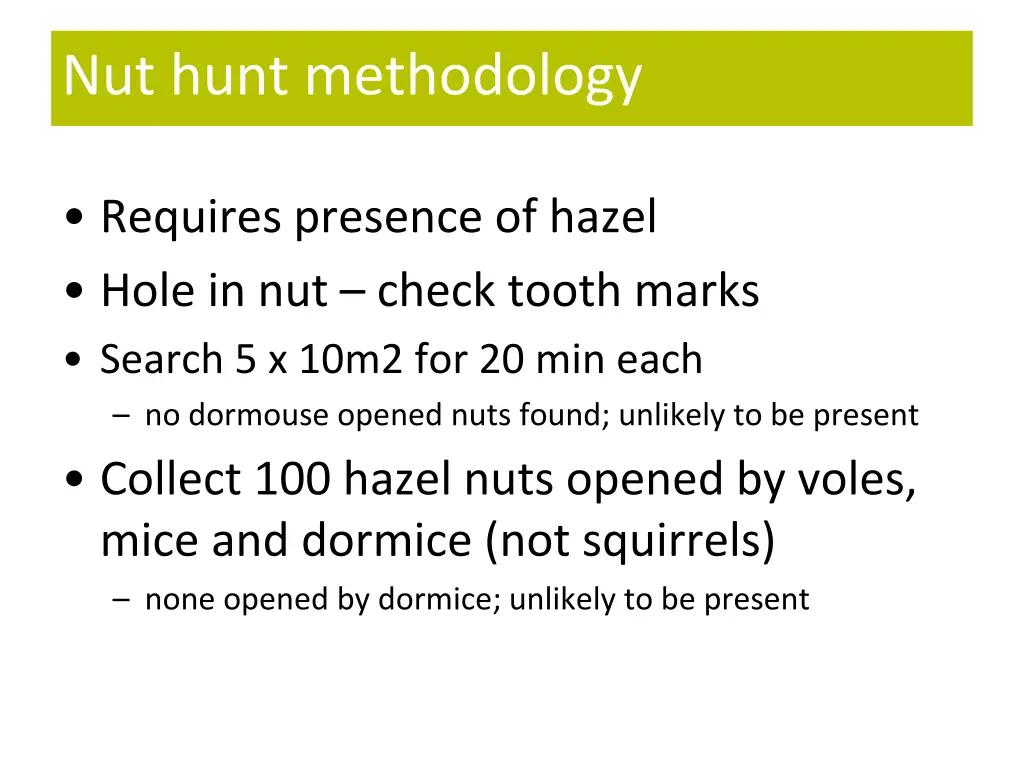 nut hunt methodology