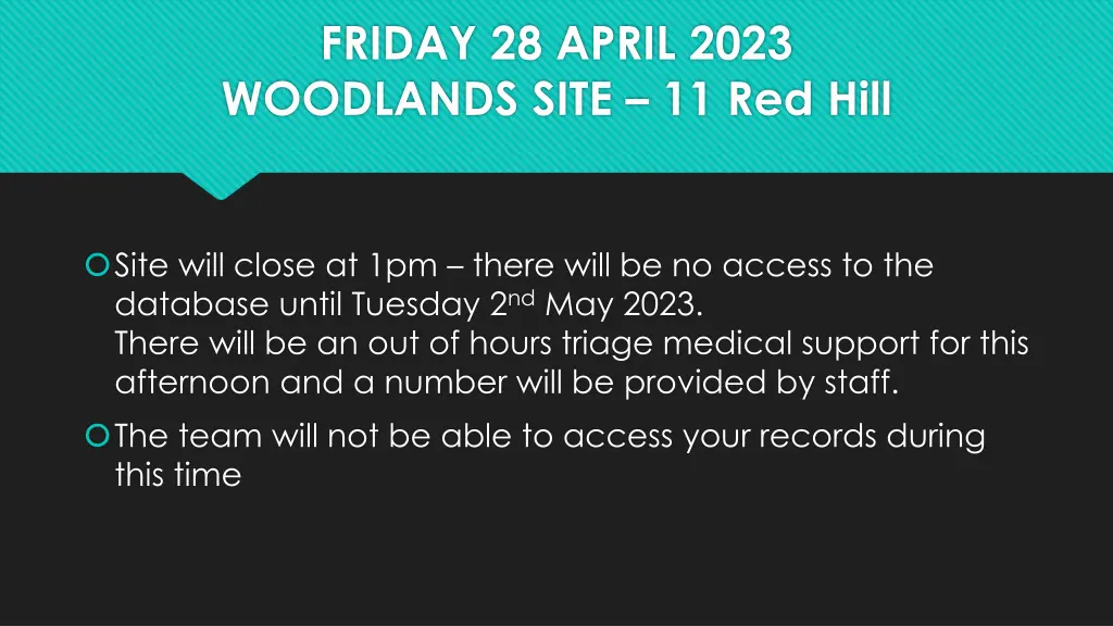 friday 28 april 2023 woodlands site 11 red hill