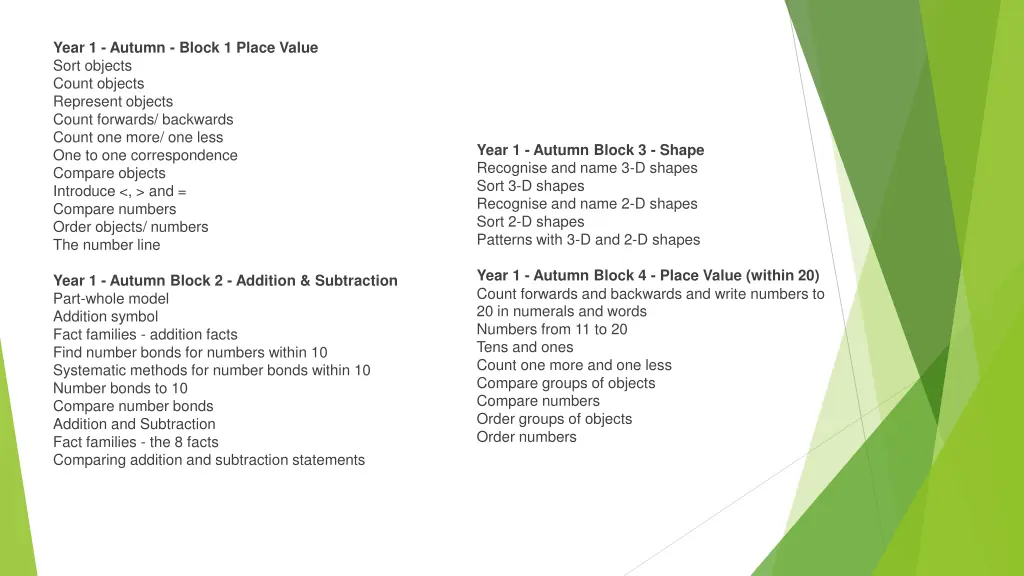 year 1 autumn block 1 place value sort objects