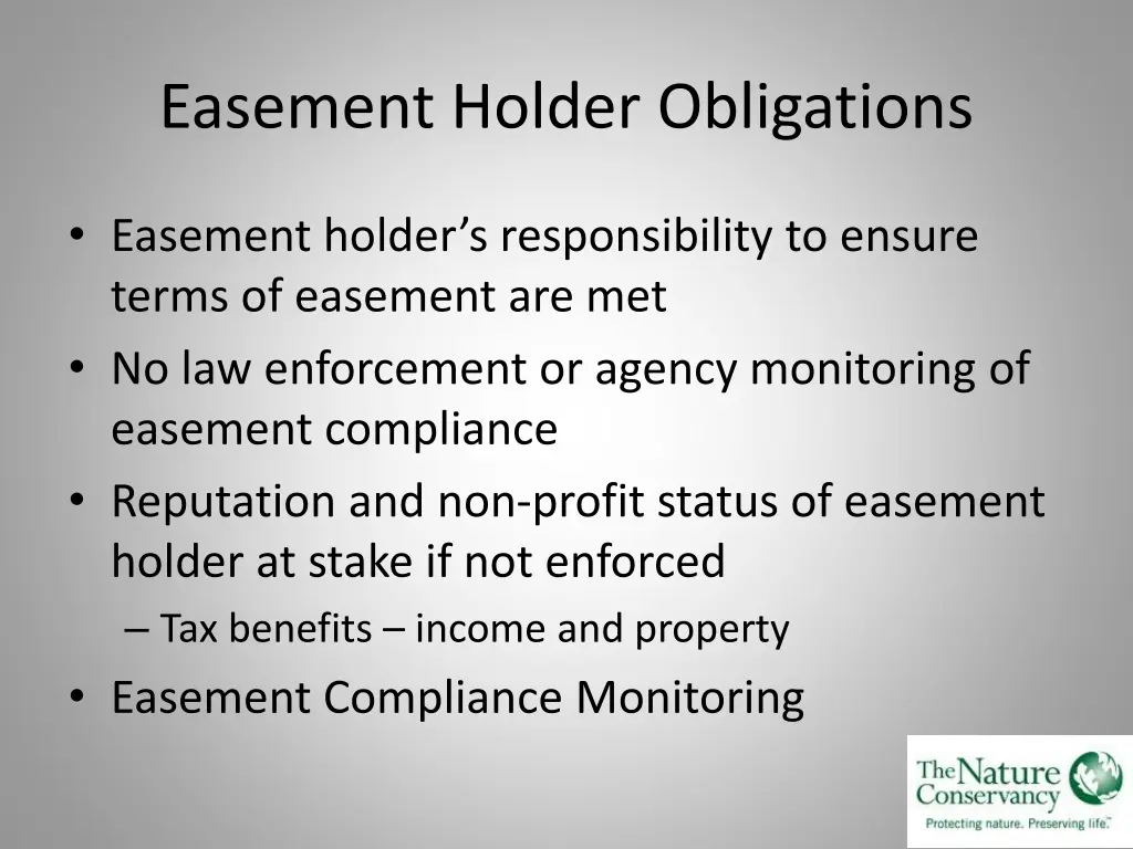 easement holder obligations