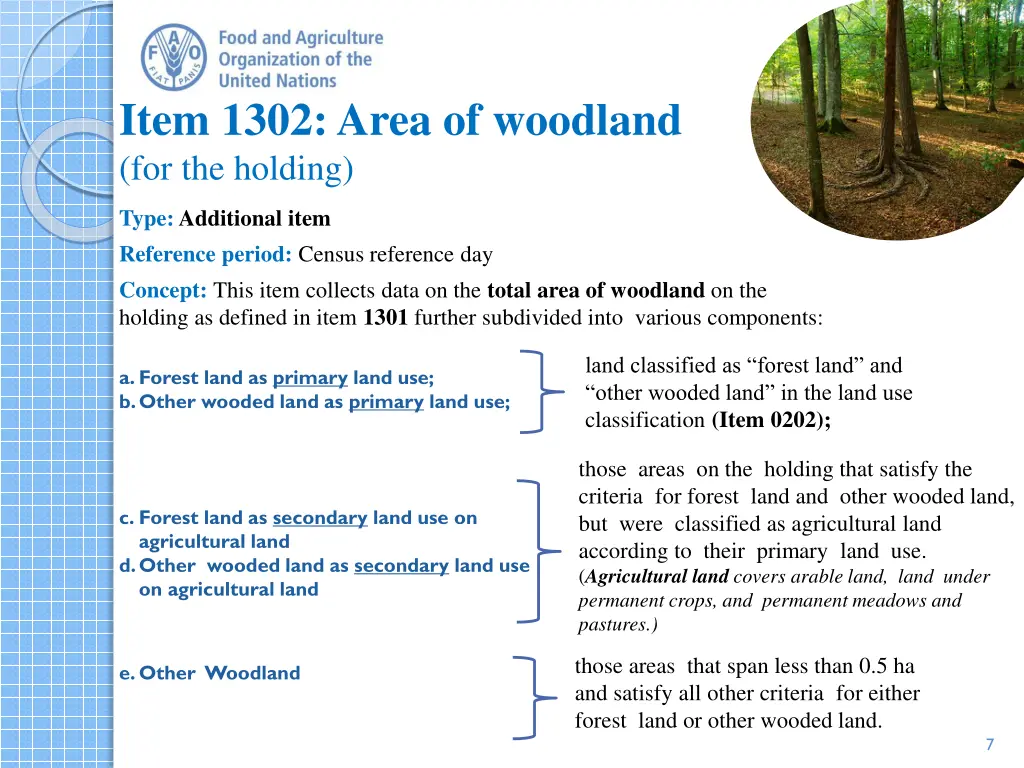 item 1302 area of woodland for the holding