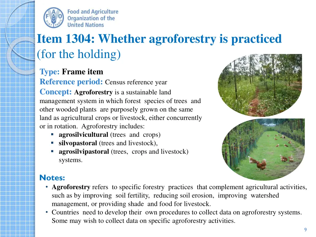 item 1304 whether agroforestry is practiced