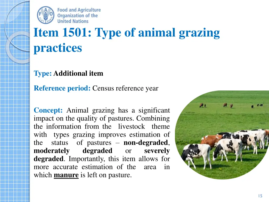 item 1501 type of animal grazing practices