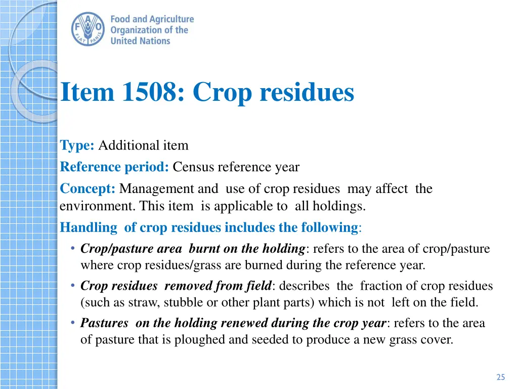 item 1508 crop residues