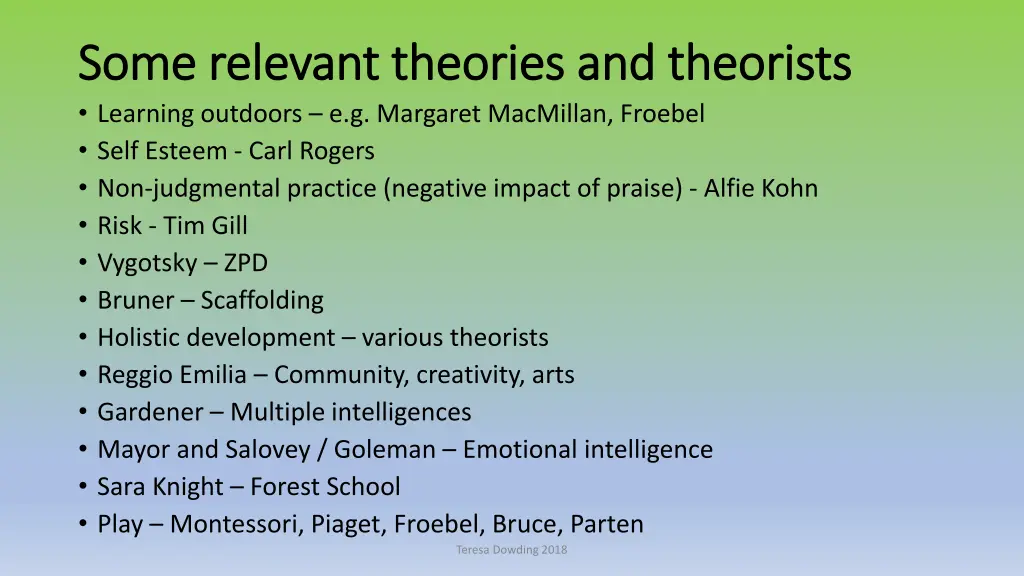 some relevant theories and theorists some