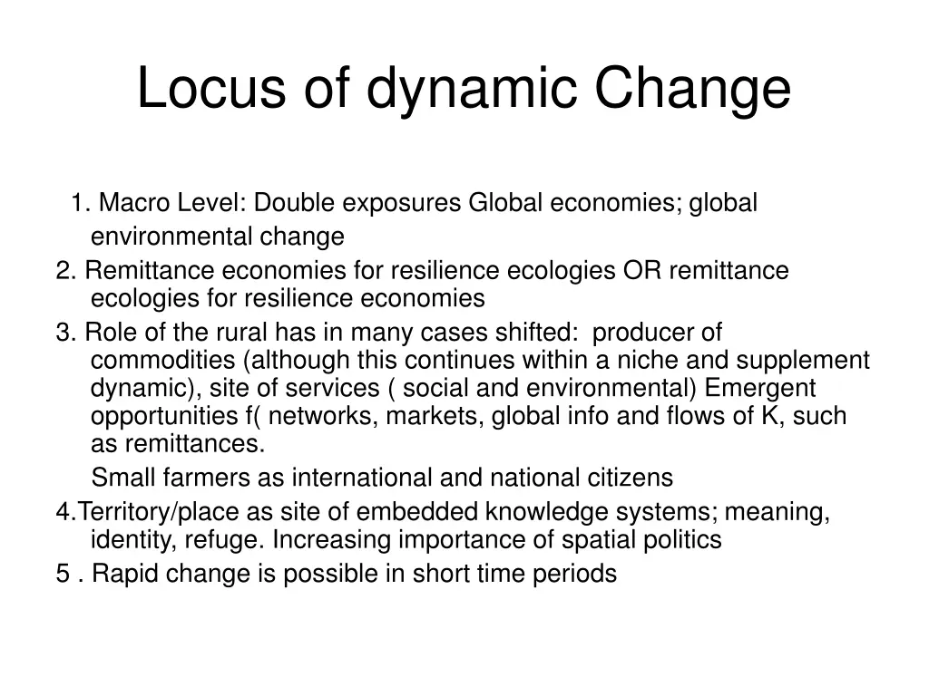 locus of dynamic change