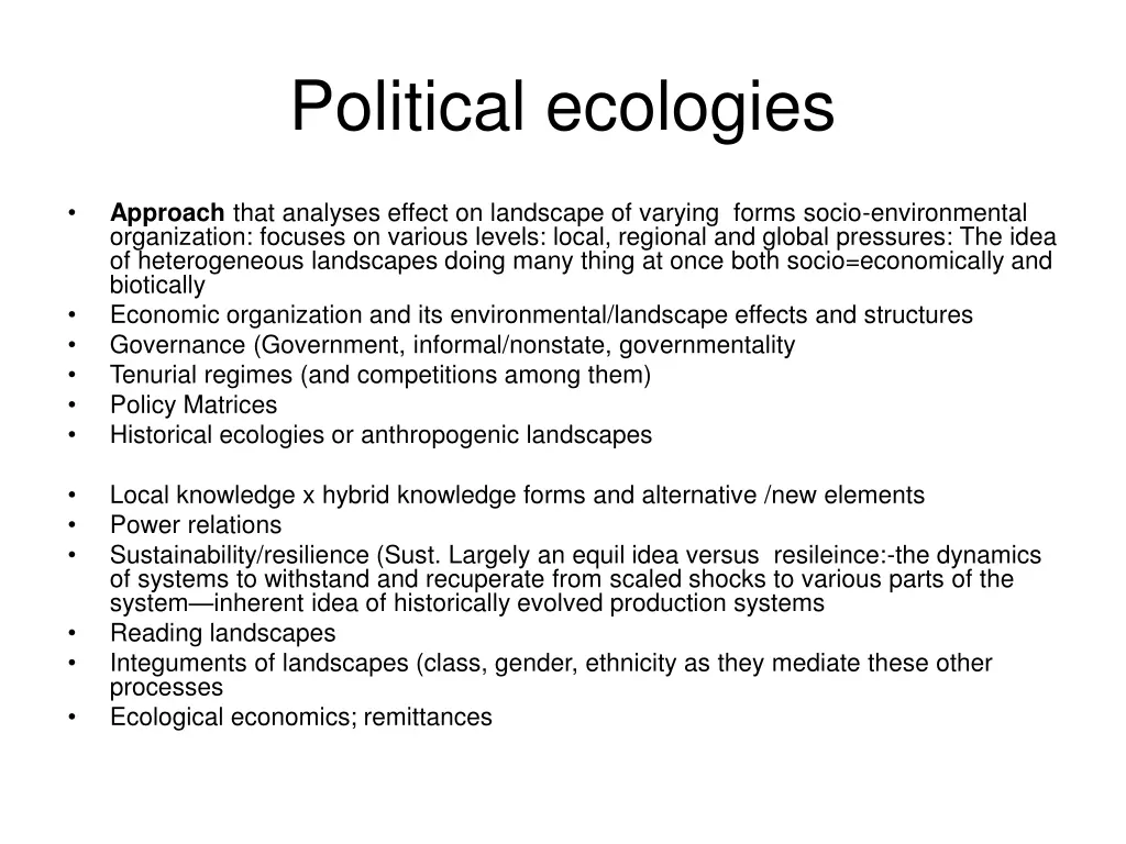 political ecologies