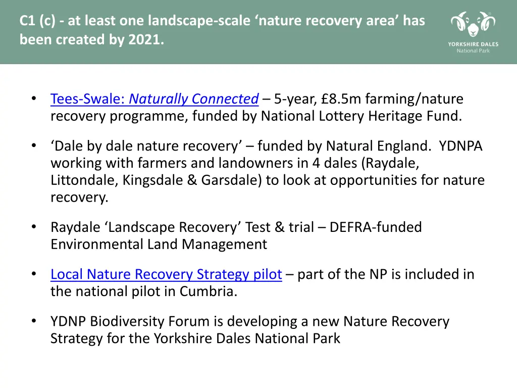 c1 c at least one landscape scale nature recovery