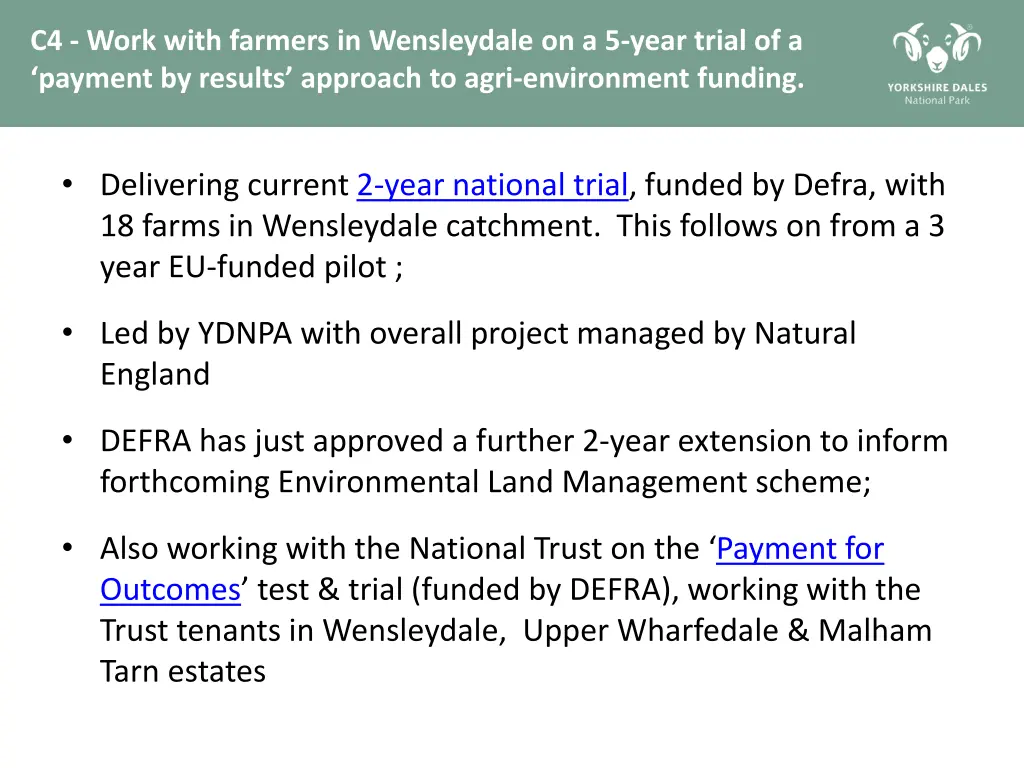 c4 work with farmers in wensleydale on a 5 year