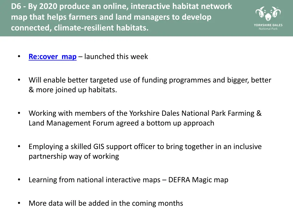 d6 by 2020 produce an online interactive habitat