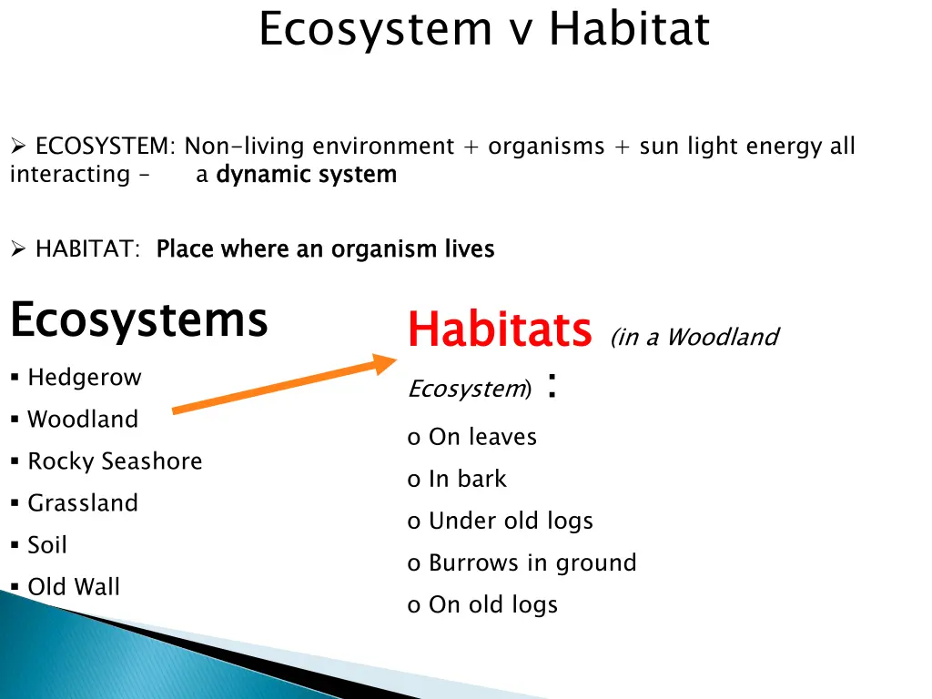 ecosystem v habitat