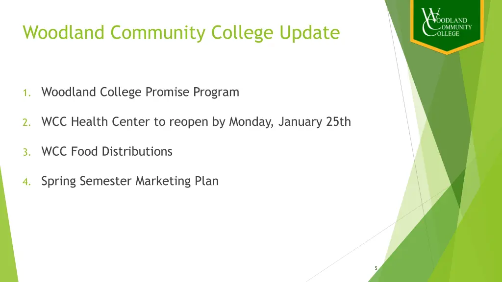 woodland community college update