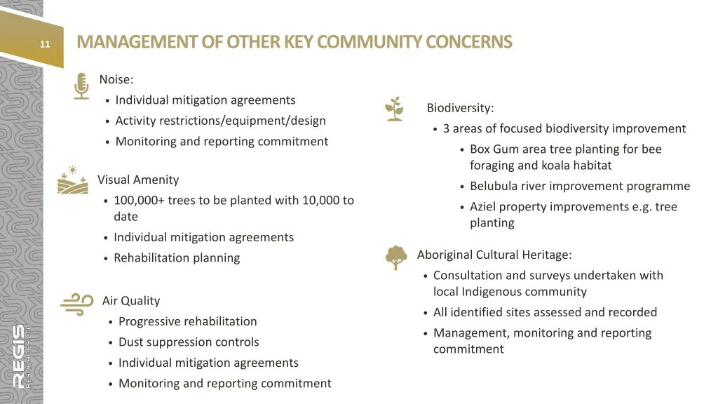 management of other key community concerns