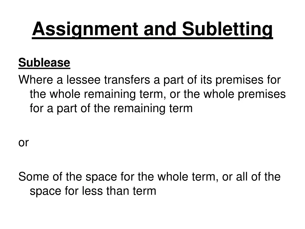 assignment and subletting 1