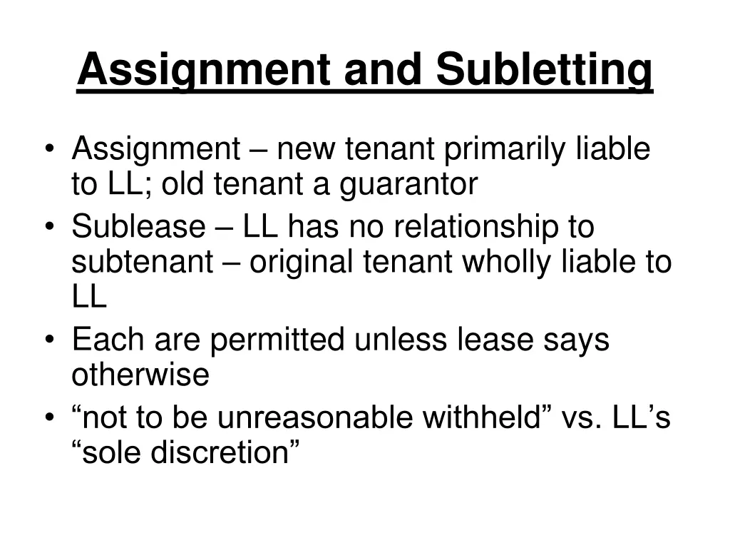 assignment and subletting 2