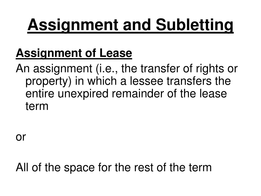 assignment and subletting