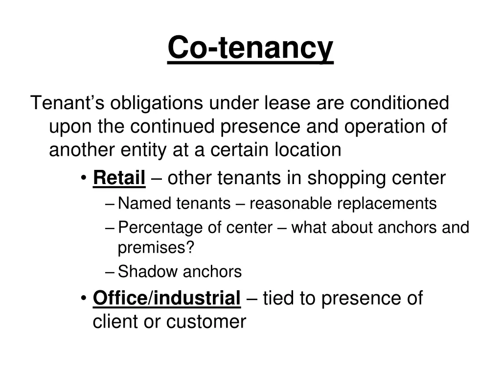 co tenancy