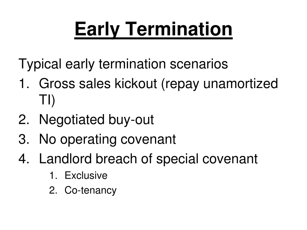 early termination 1